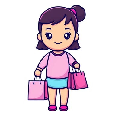 Fashionable girly girl with sparkles, pink accessories, and shopping bags sticker