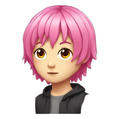 A demon with pink hair cut theme anime sticker