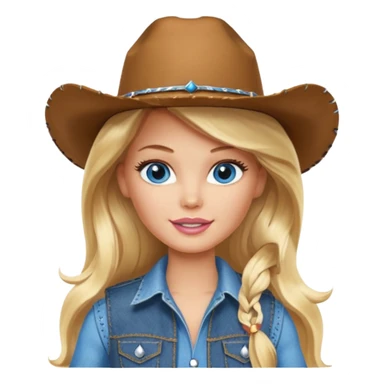 Barbie cowgirl with long blonde hair and blue eyes sticker