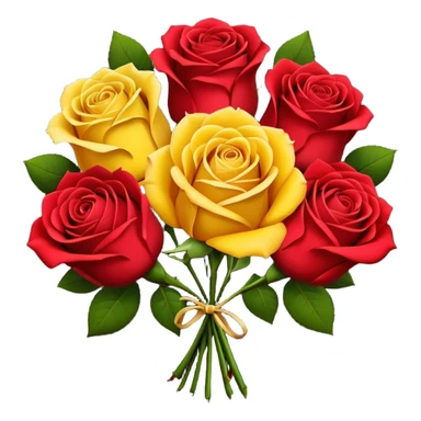 Yellow rose and red rose bouquet with black paper sticker