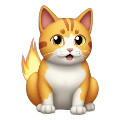 Sitting-bicolor-cat-fire-type-pokemon-shocked sticker