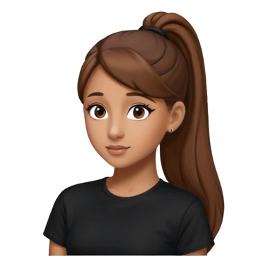 Ariana Grande high ponytaw with brown hair and with black thsirt and and eyeliner make her look 20 sticker