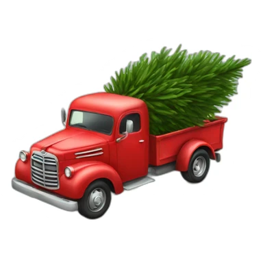Little red truck hauling a Christmastree sticker