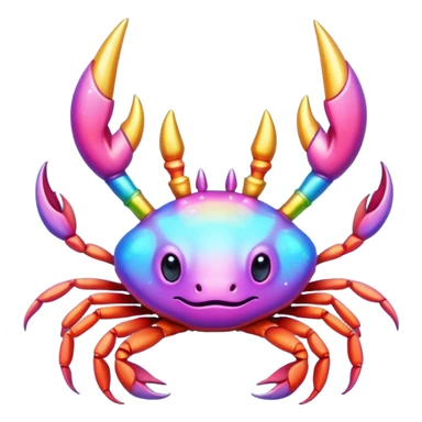 a simple stylised crab with a unicorn horn sticker
