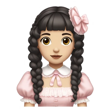 sweet lolita dark hair dark eyes white skin light pink dress sticker