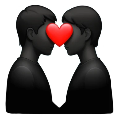 two silhouettes facing away from each other with a heart between sticker