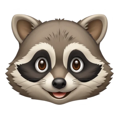 grey smiling raccoon, plain, no shadows sticker