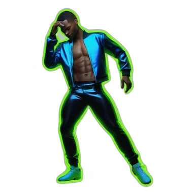  White male dancer big booty neon sign style sticker