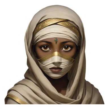 Regal and timeless, fully wrapped in meticulously aged bandages, even its face veiled in layers of ancient cloth with only faint glimpses of deep, solemn eyes peering through, adorned with faded gold accents, exuding an air of forgotten majesty and solemn duty, highly detailed, softly glowing, evoking the dignified mystery of an eternal guardian watching over lost secrets! sticker