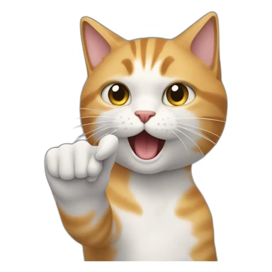 the cat points his index finger at me sticker