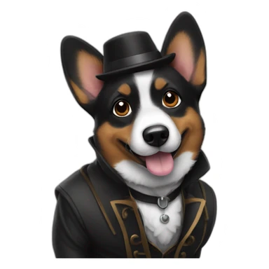 Black corgi wearing Sherlock holmes costume sticker