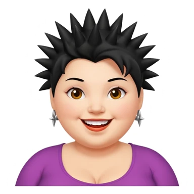 fat spiky haired happy woman sticker