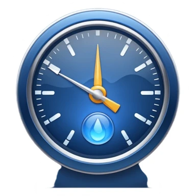 a gauge, deep blue color with a subtle glow, no numbers or text, clean and minimal, apple emoji style sticker