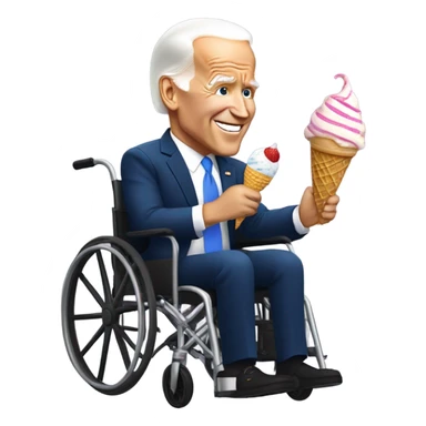 Joe Biden eating icecream in a wheel chair sticker