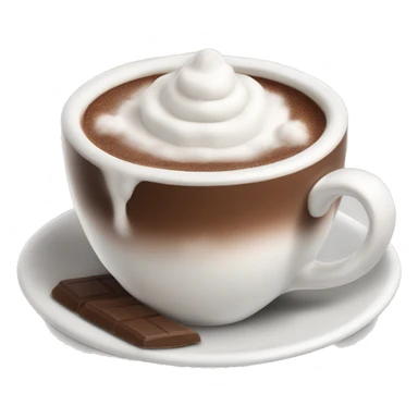 A steaming cup of hot chocolate with whipped cream and marshmallows sticker