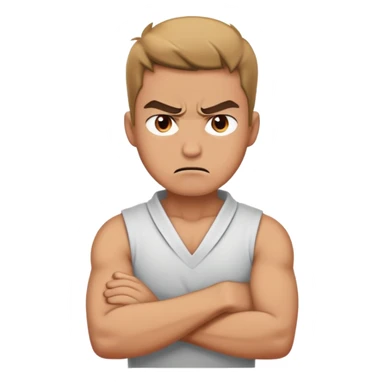 guy with crossed arms around neck angry sticker