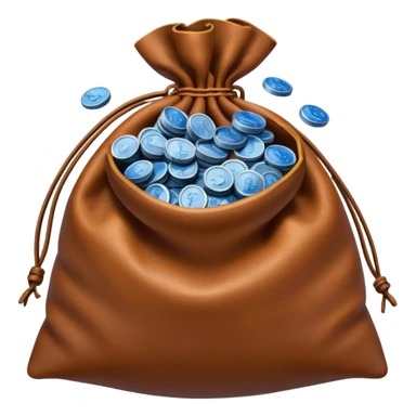 brown money bag of blue coins sticker