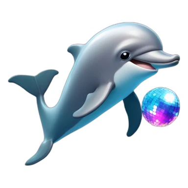 Dolphin doing tricks with a disco ball sticker