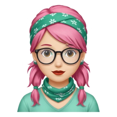 girl with peppermint hair and bandana and glassess sticker