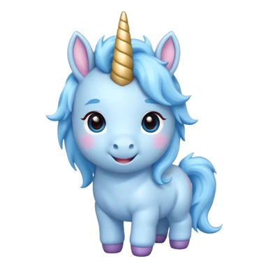 baby blue unicorn, chibi full body sticker