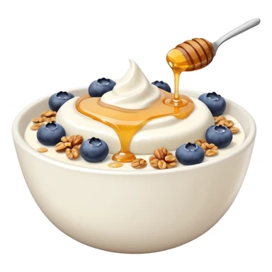 Yogurt in a bowl with granola and blueberries topped with honey drizzle sticker