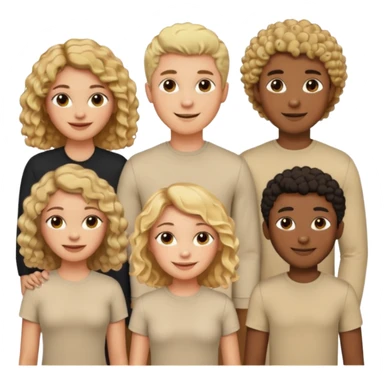 group of people  together ; men and women with brown, blonde, black hair- short hair, long hair and curly hairr wearing beige shirts aesthetic no collar, brown people, white people, black people sticker