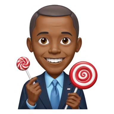 Obama with candy in his hand making a creepy smile sticker