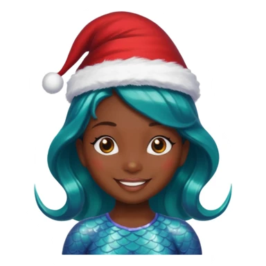dark skin  mermaid with christmass hat sticker