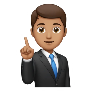 Person in business attire showing one finger pointing up sticker