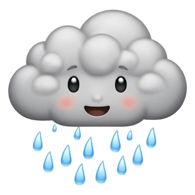emoji of grey cloud is raining, withou faces sticker