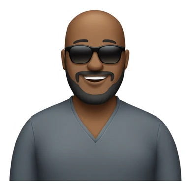 Smiling chubby bald attractive black man with full beard and sunglasses sticker