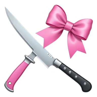 a knife with a pink ribbon bow sticker