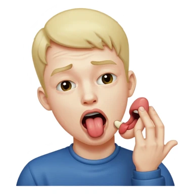 A man choking himself with tongue out sticker