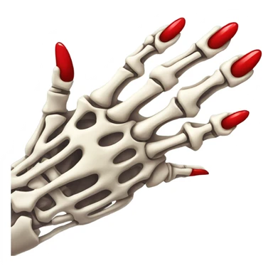 skeleton hand with long red nails sticker