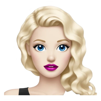 Hot girly pale blonde with blue eyes and pink lips wearing YsL sticker