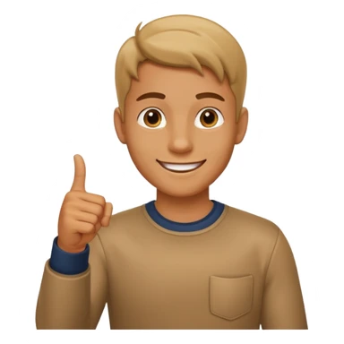 man pointing with index finger on his hand and smiling sticker