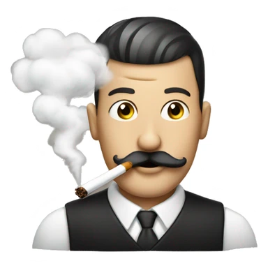 emoji of a man with a moustache and cropped hair smoking a vape sticker