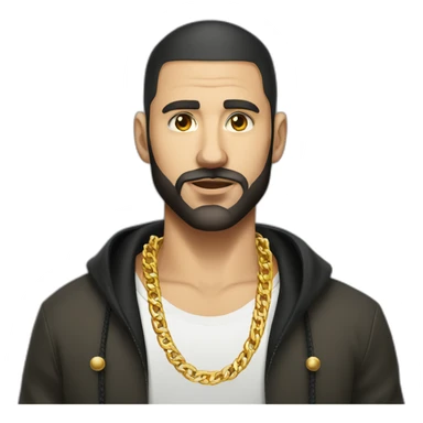 Russian male thug wearing gold chain with black short hair and short beard sticker