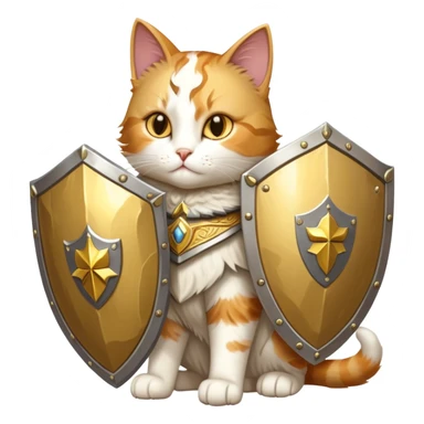 heroic paladin cat with golden holy shield sticker