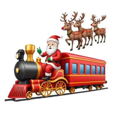 treno do papai noel com varias renas de natal com papai noel  sticker