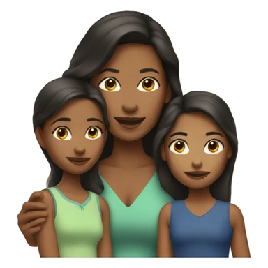 Mixed woman with 2 daughters sticker