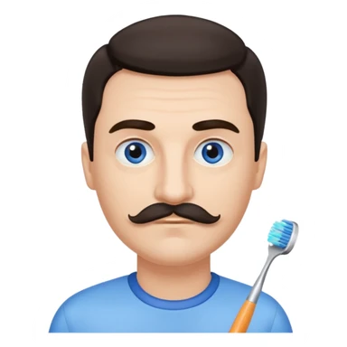 oval face with fair skin. His eyes were blue, and his eyebrows were dark and somewhat bushy. Above his upper lip he wore a small brush-like moustache, known as a "toothbrush moustache." His hair was dark and sticker