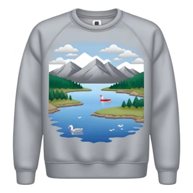 Sweat shirt with very very tiny embroidered lake design in top left corner sticker