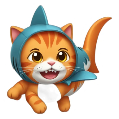 a red cat in a shark costume sticker