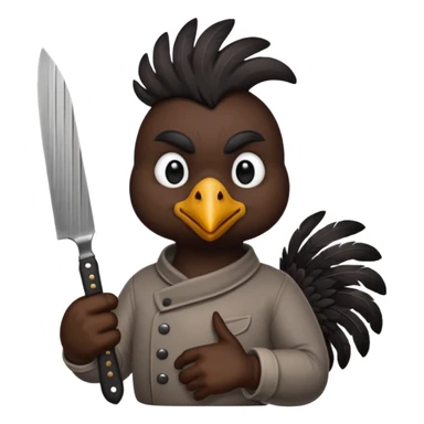 black chicken holding knive sticker