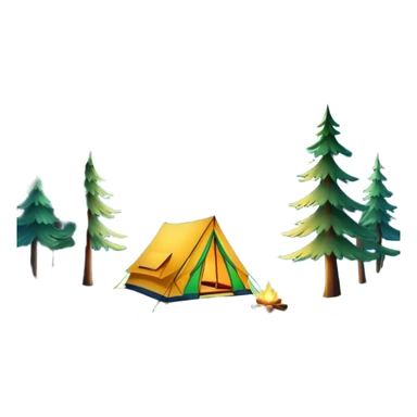 northern lights over pine forest with camping tent sticker