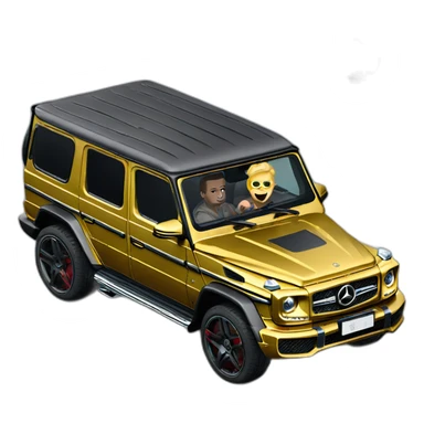 gold mercedes g63 with a thug at the wheel. sticker