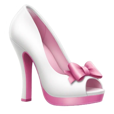 white chunky high heel with a pink bow sticker