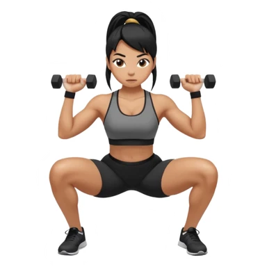 Women with long black ponytail doing a squat sticker