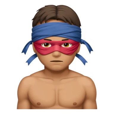 tied up man with blindfold shirtless sticker
